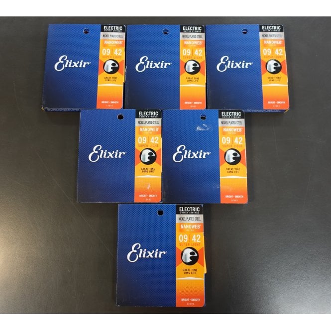 Elixir Nanoweb 12002 9-42 Electric Guitar Strings Quantity 6 