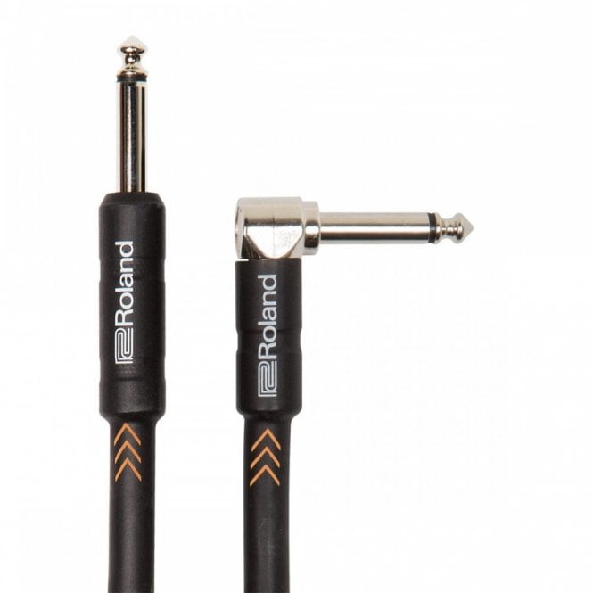 Roland RICB10A Black Series Mono Right Angled Jack Straight Jack Cable 3m