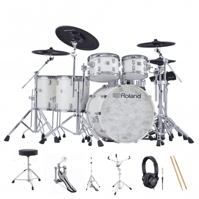 Roland  VAD716 V-Drums Electronic Drum Kit Pearl White Standard Package